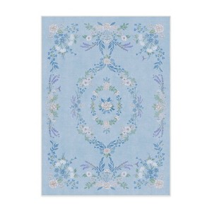 Ruggable Washable Bridgerton Aubrey Hall Garden Rug Blue - 1 of 2