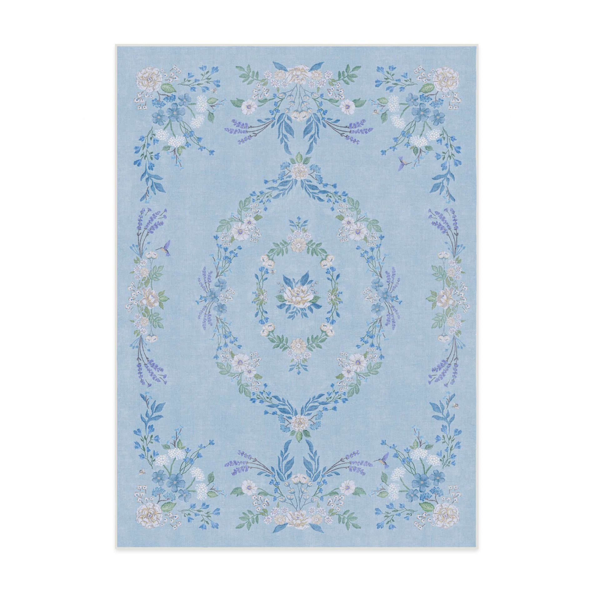 Ruggable 5'x7' Washable Bridgerton Aubrey Hall Garden Area Rug Blue