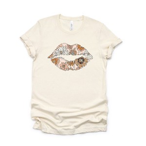 Simply Sage Market Women's Boho Floral Lips Short Sleeve Graphic Tee - 1 of 4