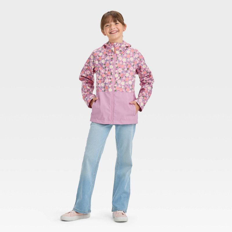 Girls' Floral Printed Rain Coat - Cat & Jack™ Lavender, 4 of 5