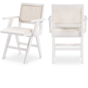 Meridian Furniture,Abby Cream Vegan Leather Dining Arm Chair, Set of 2 - 1 of 4