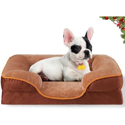 Gsluuk 28'' Orthopedic Dog Bed for Medium Dog, Memory Foam Dog Bed, Egg-Crate Foam Dog Couch Bed with Washable Removable Cover, Brown