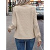 Coolmee Womens Casual Mock Neck Blouses Pleated Textured Shirts Long Sleeve Stretch Tunic Tops Dressy Fashion Blouse - 3 of 3