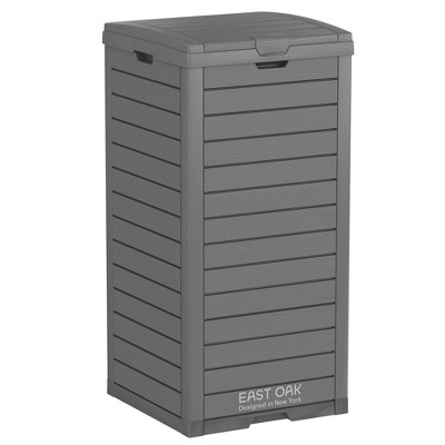 East Oak 31 Gal Resin Outdoor Trash Can Gray