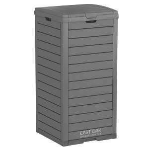 East Oak 31 Gal Resin Outdoor Trash Can Gray - 1 of 4