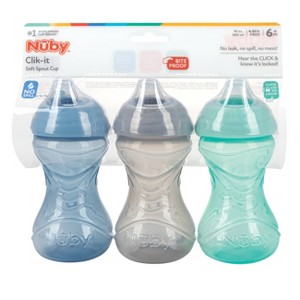 Nuby 3pk Clik-It Soft Spout Cup - Neutral - 10oz - 1 of 4