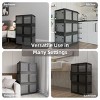 INFURNIC Decorative Storage Cabinets 3-Pack Transparent Stackable Storage Bins with Folding Design and Wheels, Black, 26.38"*18.5"*45.47" - 3 of 4