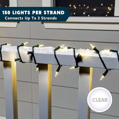 JOYFY Christmas String Lights Outdoor,150 Count Christmas Tree Lights,31.2FT String Lights with Green Wire for Xmas Indoor Party Garden Decorations