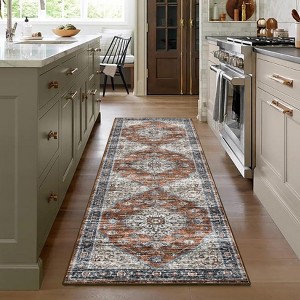 Washable Large Area Rug Non Slip Vintage Medallion Rug - 1 of 4