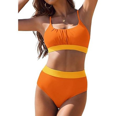 AI'MAGE Bikini Sets for Women High Waisted 2025 Two Piece Swimsuits Sporty Color Block Bathing Suit S-XXL