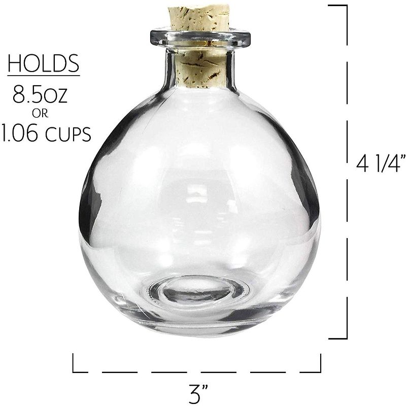 Cornucopia Brands Round 8oz Glass Spherical Bottles, Potion Bottles w/ Corks 2pk; for Bath Salts, DIY Crafts & Decor, 3 of 9
