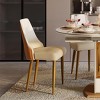 POVISON Modern Luxury Upholstered Dining Chairs Set of 2, High Back Side Chairs, Beige & Orange - 3 of 4