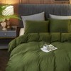 Sage Green Velvet Duvet Cover Set, 3Pcs,Breathable, Zipper Corner Tie - 3 of 4