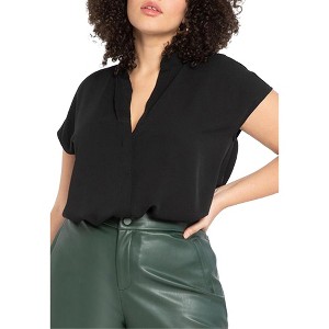 ELOQUII Women's Plus Size Notch Collar Blouse - 1 of 4