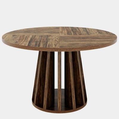 Tribesigns 46.46-Inch Farmhouse Round Dining Table with Pedestal Base