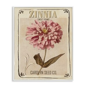 Stupell Industries Sweet Pink Zinnia Florals Vintage Seed Packet Black Framed Giclee Art - 1 of 4