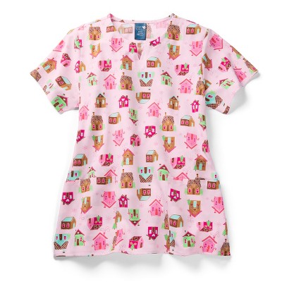 Zoe and Chloe Zoe+Chloe Performance Notch Neck Print Scrub Top