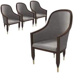 LeisureMod Belle Leather Dining Chair (Set of 4) with Gold Metal Caps - 1 of 4
