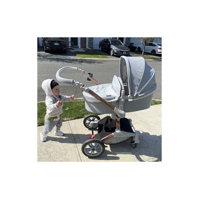 Hotmom Stylish Baby Stroller: Height-Adjustable Seat and Reclining Baby Carriage, 3 of 7