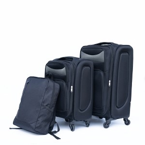 Gulches
 (20+24) Travel case two-piece suitcase set Oxford trolley case without password lock universal wheel + Oxford cloth backpack  BLACK - 1 of 4