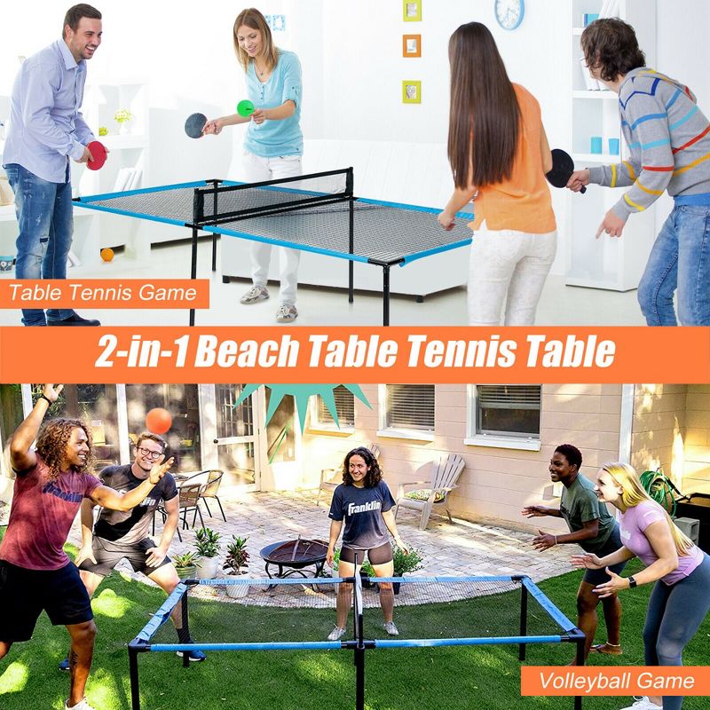Costway Ping Pong Table Game Set 2-In-1 Mesh Volleyball Tennis Table Indoor Outdoor, 5 of 11