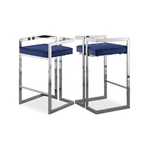 Meridian Furniture,Ezra Navy Velvet Stool, Set of 2 - 1 of 4