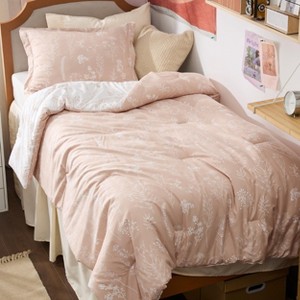 Bedsure | 2/3 Pcs Floral Printed Reversible Sage Green Comforter Set Queen Size Soft Designed Plants Pattern Bedding Set - 1 of 4