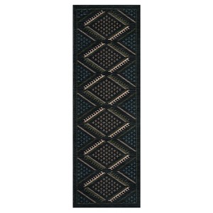 2'x6' Modern Geometric Bedroom Rugs, Washable Non Slip Large Throw Carpet for Living Room, Low Pile Stain Resistant Dining Room Rugs, Black - 1 of 4