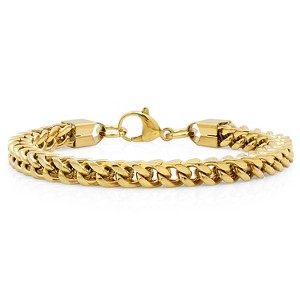 Steeltime Men's stainless steel wheat chain bracelet. Color Options: Silver, Gold - 1 of 4