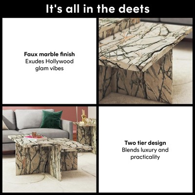 Brielle Faux Onyx Marble Two-Tiered Coffee Table