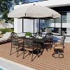 59'' Cast Aluminum Outdoor Dining Table – Weather-Resistant, 6-8 Seat Patio Table w/Umbrella Hole & Adj. Feet for Backyard, Deck, Garden, Bronze - 2 of 4