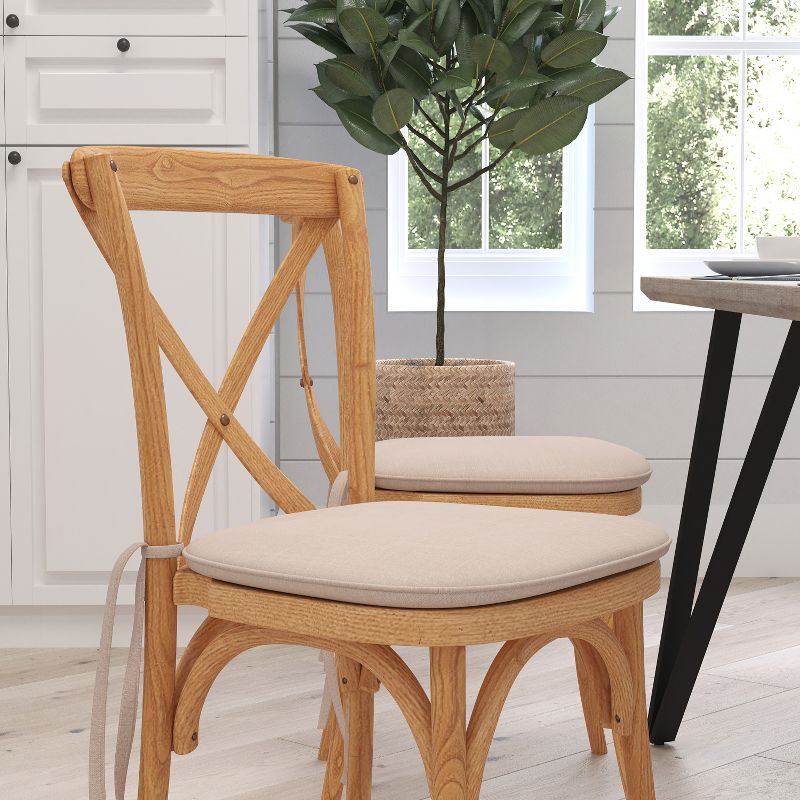 Merrick Lane Stackable Wooden Cross Back Bistro Dining Chair with Cushion, 4 of 8