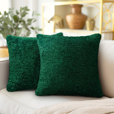 Green Throw Pillow Covers 18x18, Set of 4 Soft Chenille Decorative