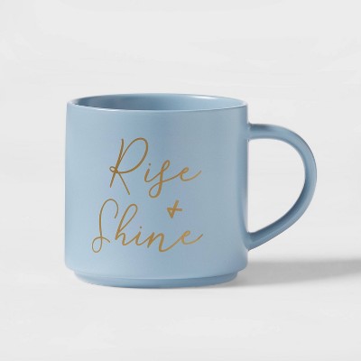 16oz Stoneware Rise and Shine Stacking Mug Blue - Threshold™