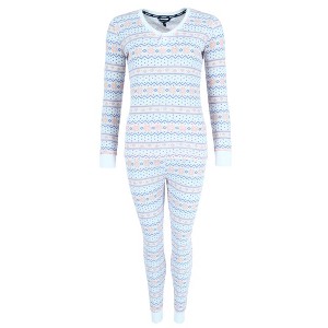Sportlife Brands LLC Women's Printed Waffle Weave Thermal Top and Bottom Set - 1 of 4