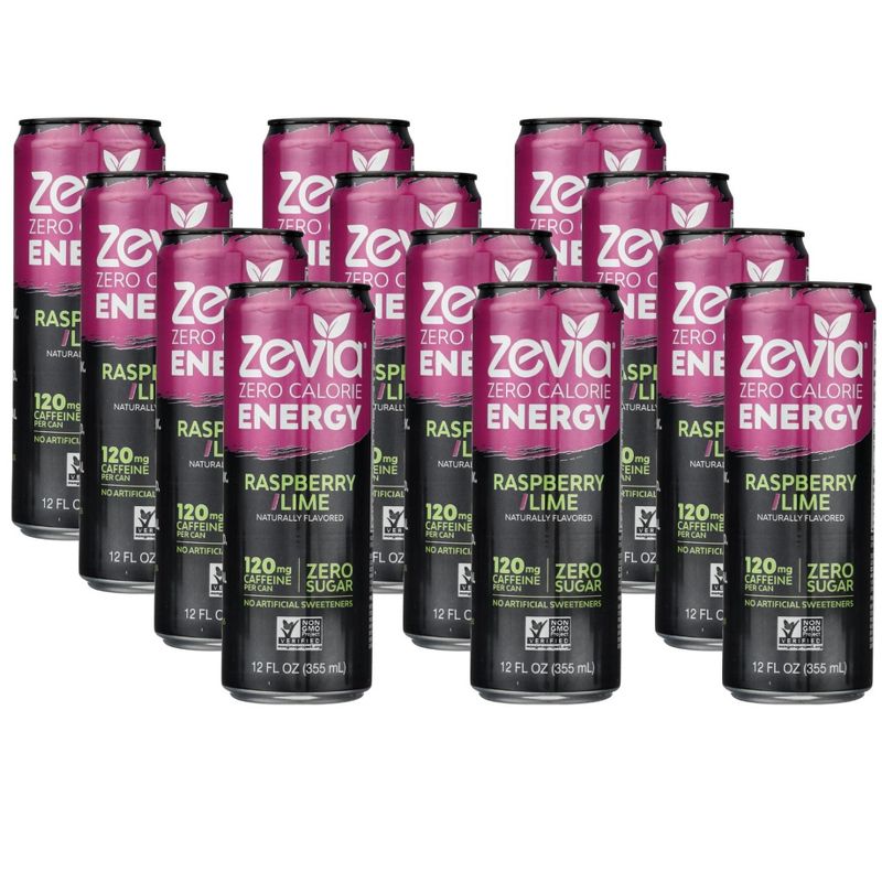 Zevia Zero Calorie Raspberry Lime Energy Drink - Case of 12/12 oz, 1 of 6