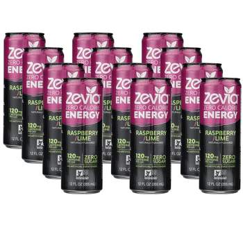 Zevia Zero Calorie Raspberry Lime Energy Drink - Case of 12/12 oz