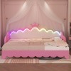 Twin Size Extending Daybed with Upholstered Frame, Crown Headboard and LED Lights, Converts to Queen Platform Bed-Maison Boucle - 2 of 4