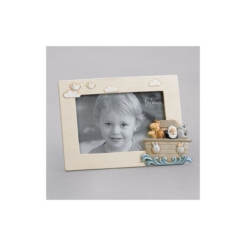 Roman 5.75" Beige and Gray Noah's Ark Picture Frame for 4" x 6" Photos, 1 of 2