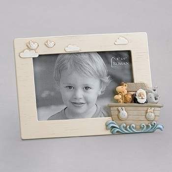 Roman 5.75" Beige and Gray Noah's Ark Picture Frame for 4" x 6" Photos