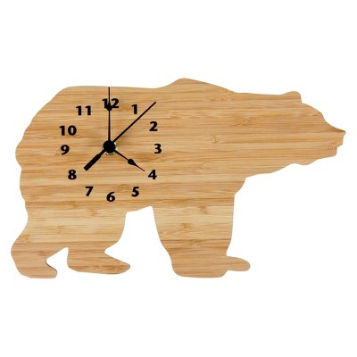 Image of Northwoods Bear Wall Clock Bamboo Finish - Trend Lab
