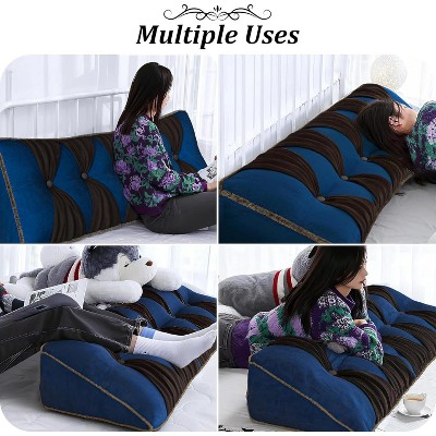 Acoinel Retro-Inspired Bed Wedge Pillow: Removable Velvet Cover, Headboard Bolster & Back Support