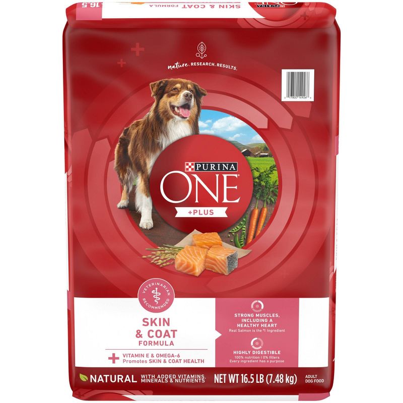 Purina ONE +Plus Natural Dry Dog Food with Salmon, Fish and Seafood for Skin &#38; Coat Health - 16.5lb, 1 of 9