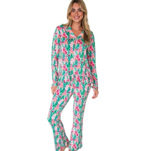 RuffleButts SoftSnooze Women's Ruffle Flare Pajama Set - 1 of 4