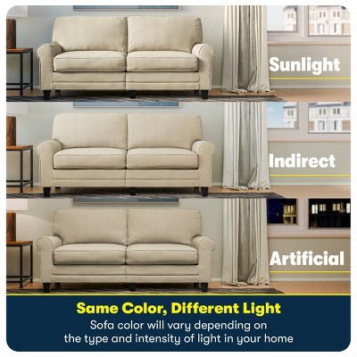 Beige Fabric Rolled Arm Loveseat with Pillow Back