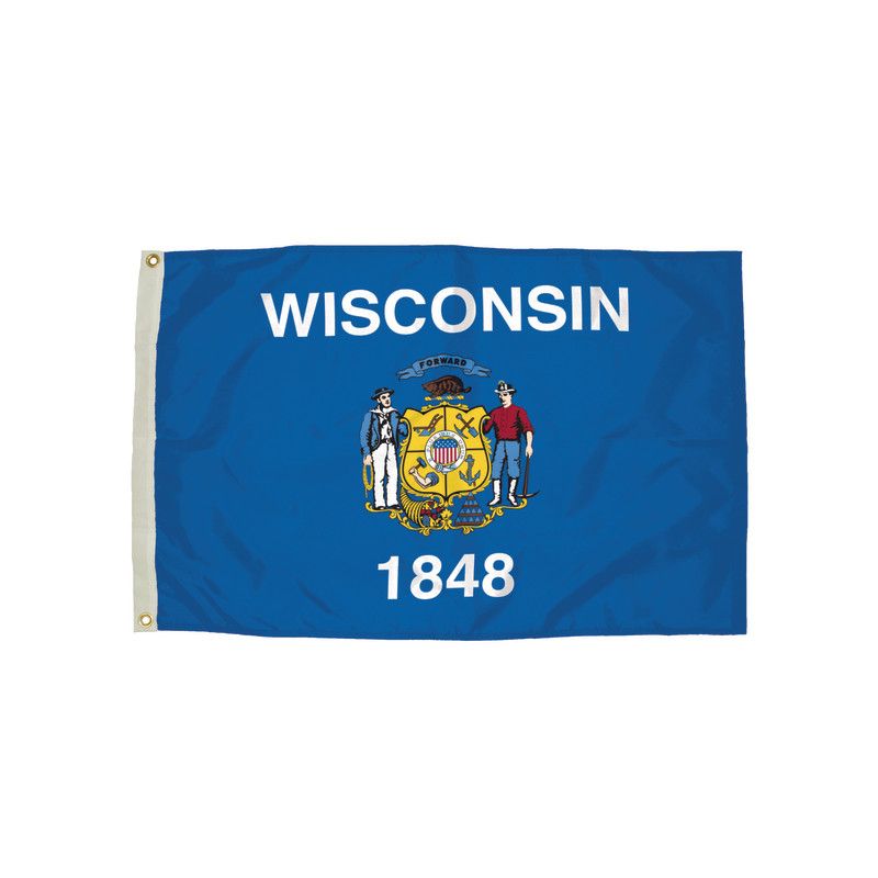 Durawavez Nylon Outdoor Flag with Heading & Grommets, Wisconsin, 3ft x 5ft, 1 of 2