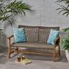 GDFStudio Jean Outdoor Acacia Wood and Wicker Loveseat - 2 of 4