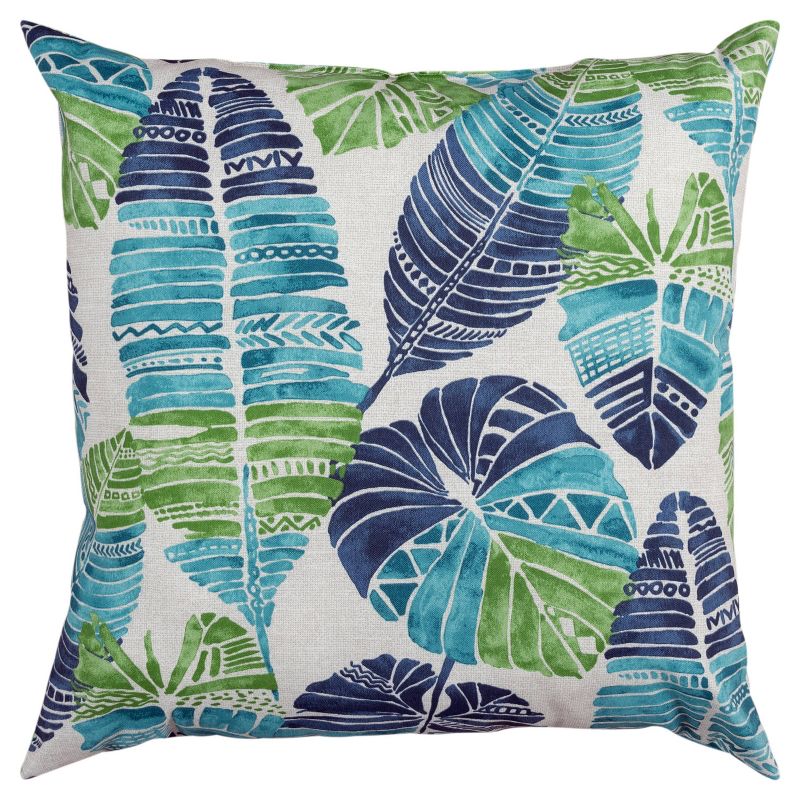 22"x22" Oversize Poly-Filled Leaf Pattern Botanical Indoor/Outdoor Square Throw Pillow - Rizzy Home, 1 of 7