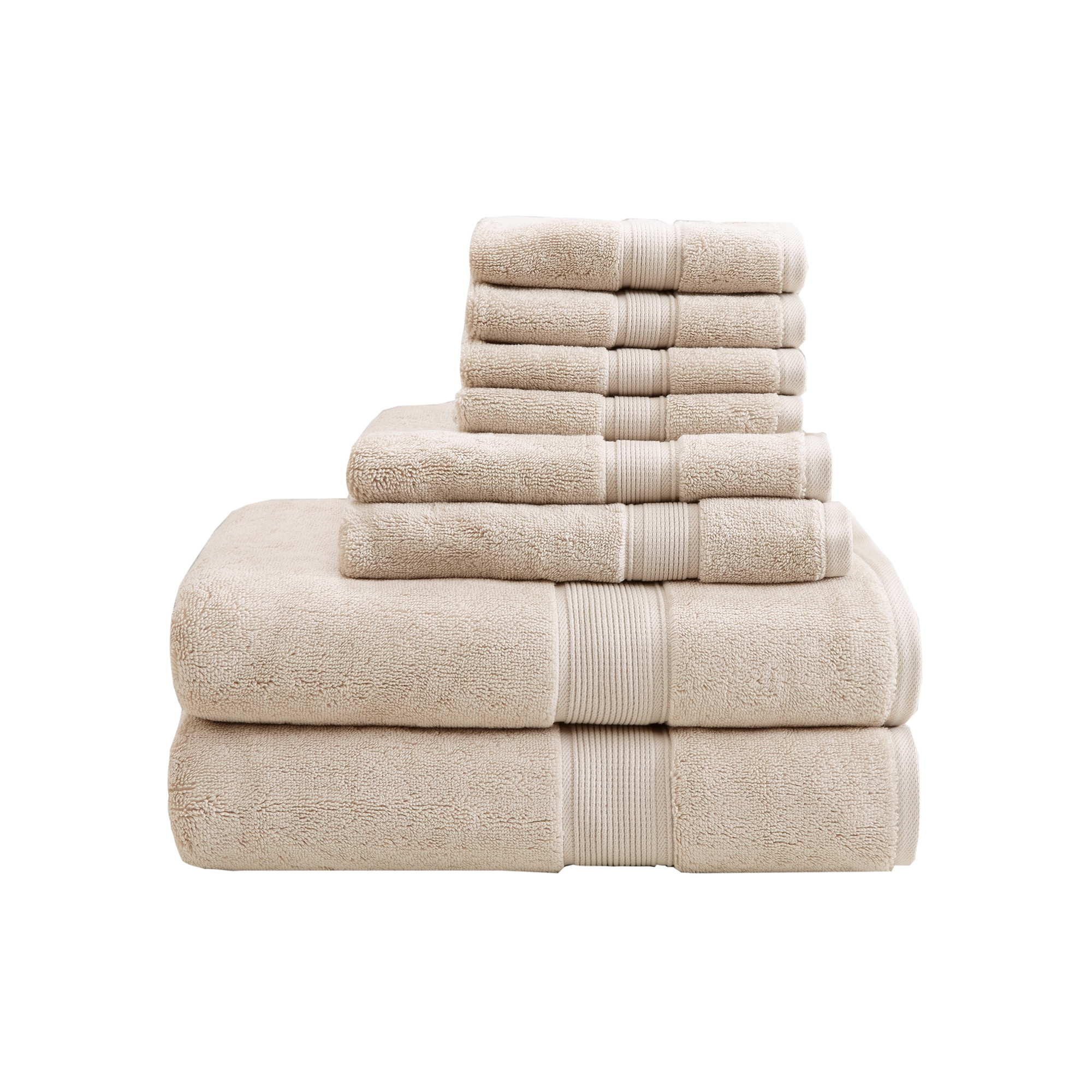 Madison Park 8pc 100% Cotton Highly Absorbent Bath Towel Set Natural: Heavyweight Terry, OEKO-TEX Certified