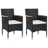 vidaXL Patio Dining Set Outdoor Dining Set Table and Chair Set Poly Rattan - Black and brown 31.5" table length 2 Piece - 3 of 4